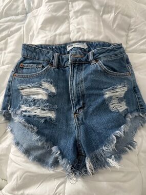 Garage Distressed Denim Jean Shorts - Blue